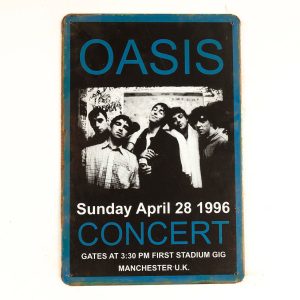 Oasis concert tin sign