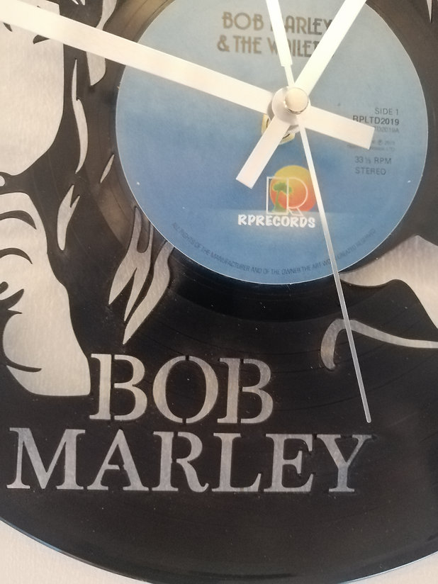 Bob Marley Vinyl Clock close up 2
