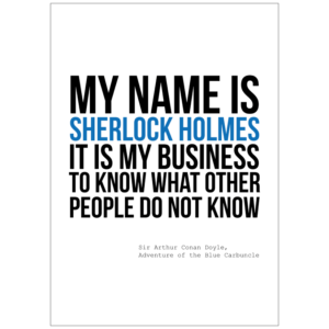 Sherlock Holmes Adventure of the Blue Carbuncle Quote A3 Print