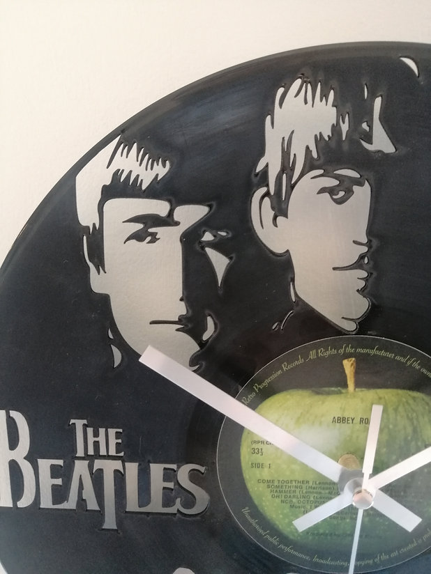 The Beatles Vinyl Clock close up 1 The Beatles Vinyl Clock close up 1