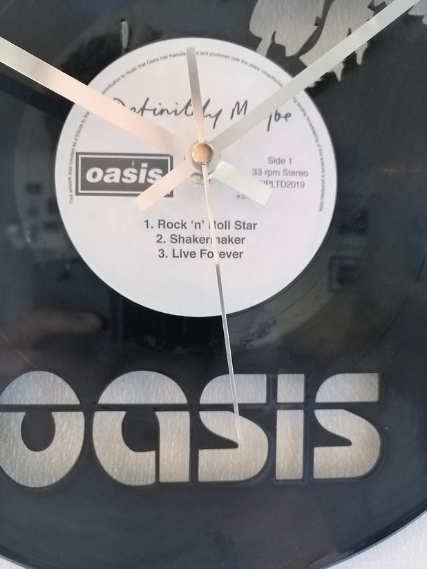 Oasis Liam Gallagher Vinyl Clock close up 2