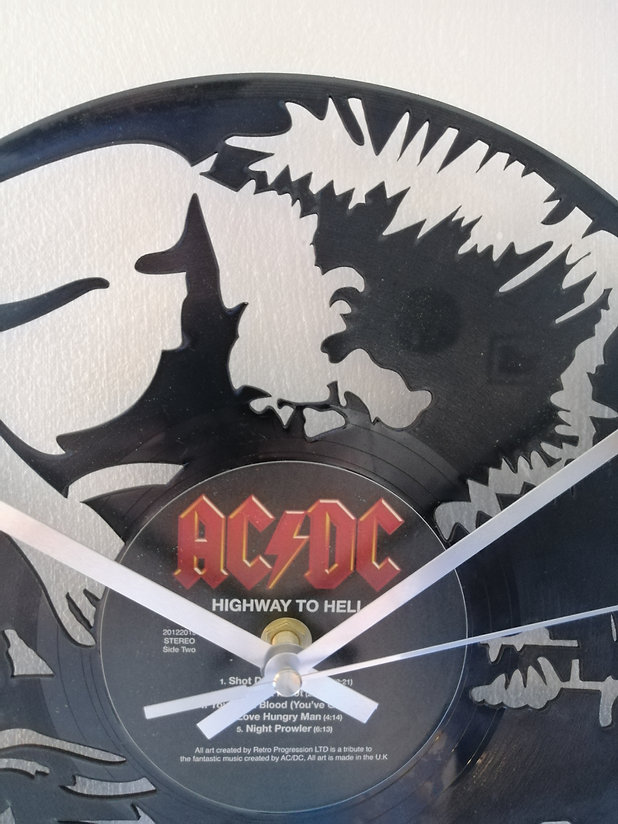 ACDC Angus Young Vinyl Clock close up 1