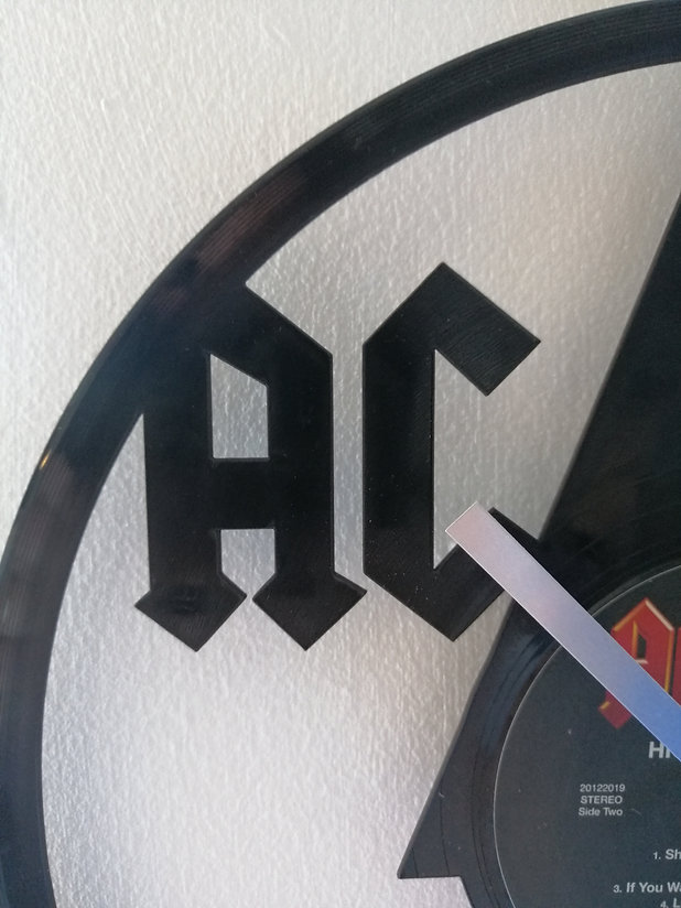 ACDC Logo Vinyl Clock close up 1