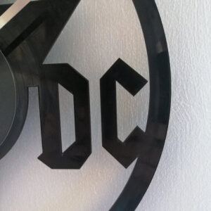 ACDC Logo Vinyl Clock close up 2 ACDC Logo Vinyl Clock close up 2
