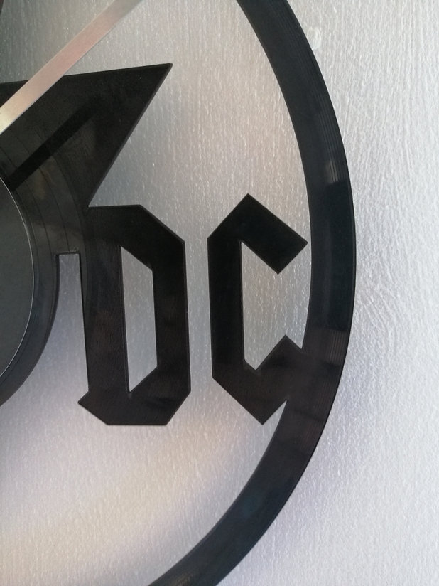 ACDC Logo Vinyl Clock close up 2