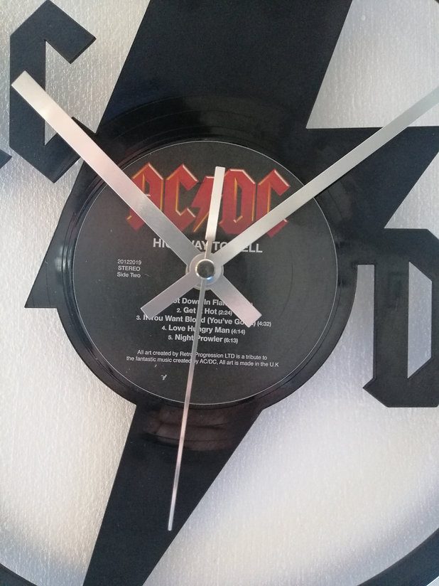ACDC Logo Vinyl Clock close up 3
